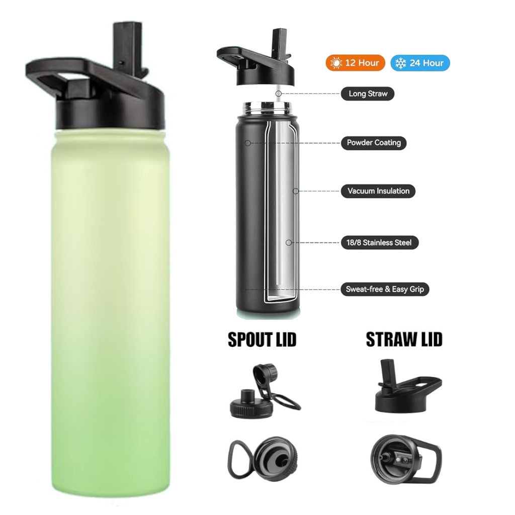 22 oz Vacuum Insulated Stainless Steel Reusable Sports Bottle